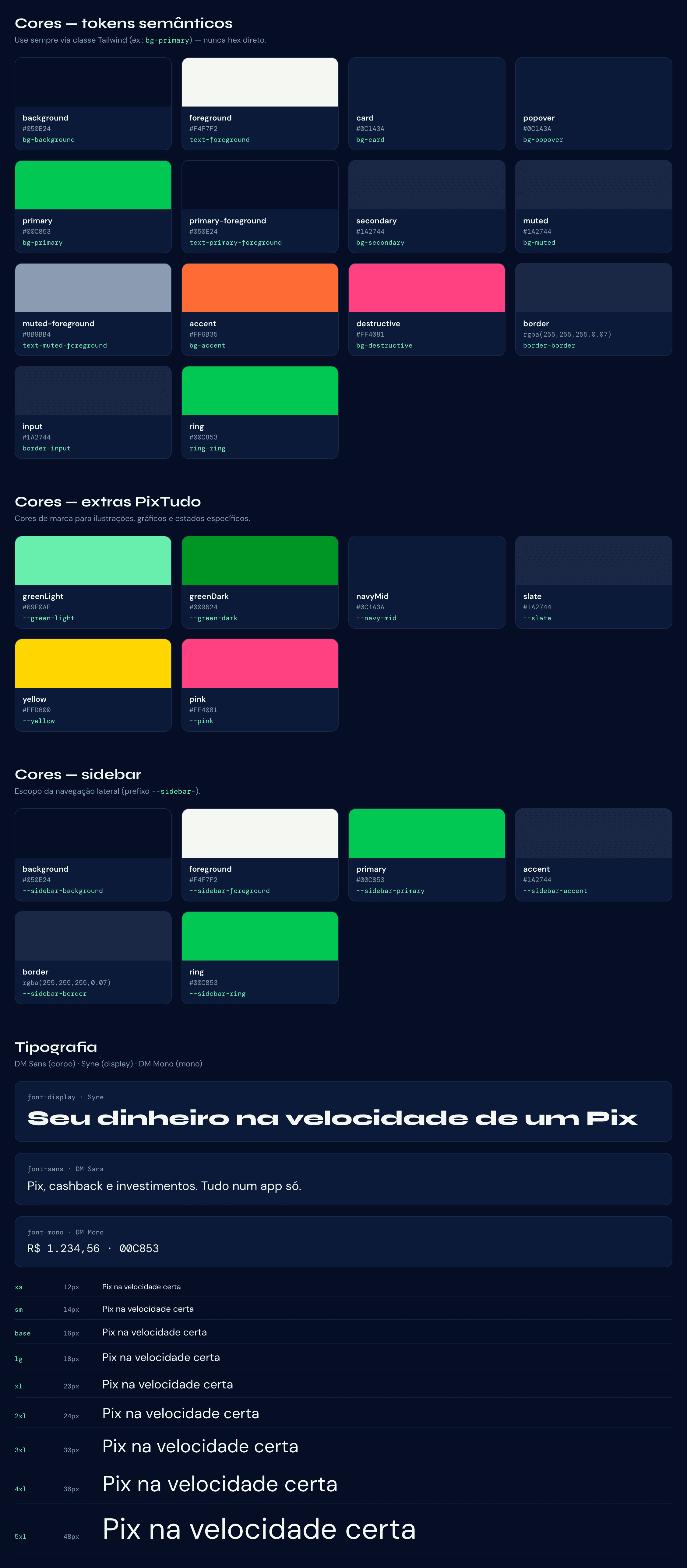 Tokens, colors and typography.