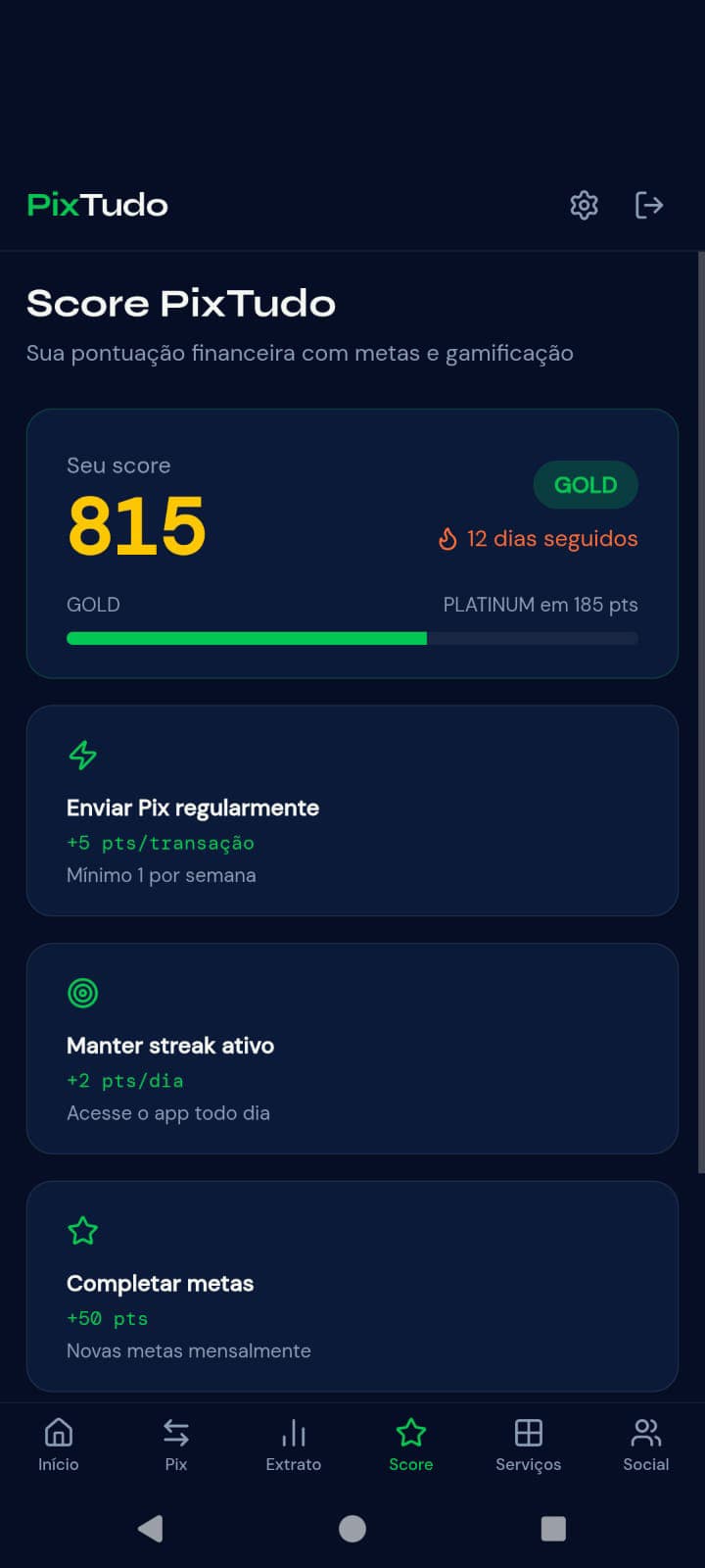 Score — gamified rating with levels & goals