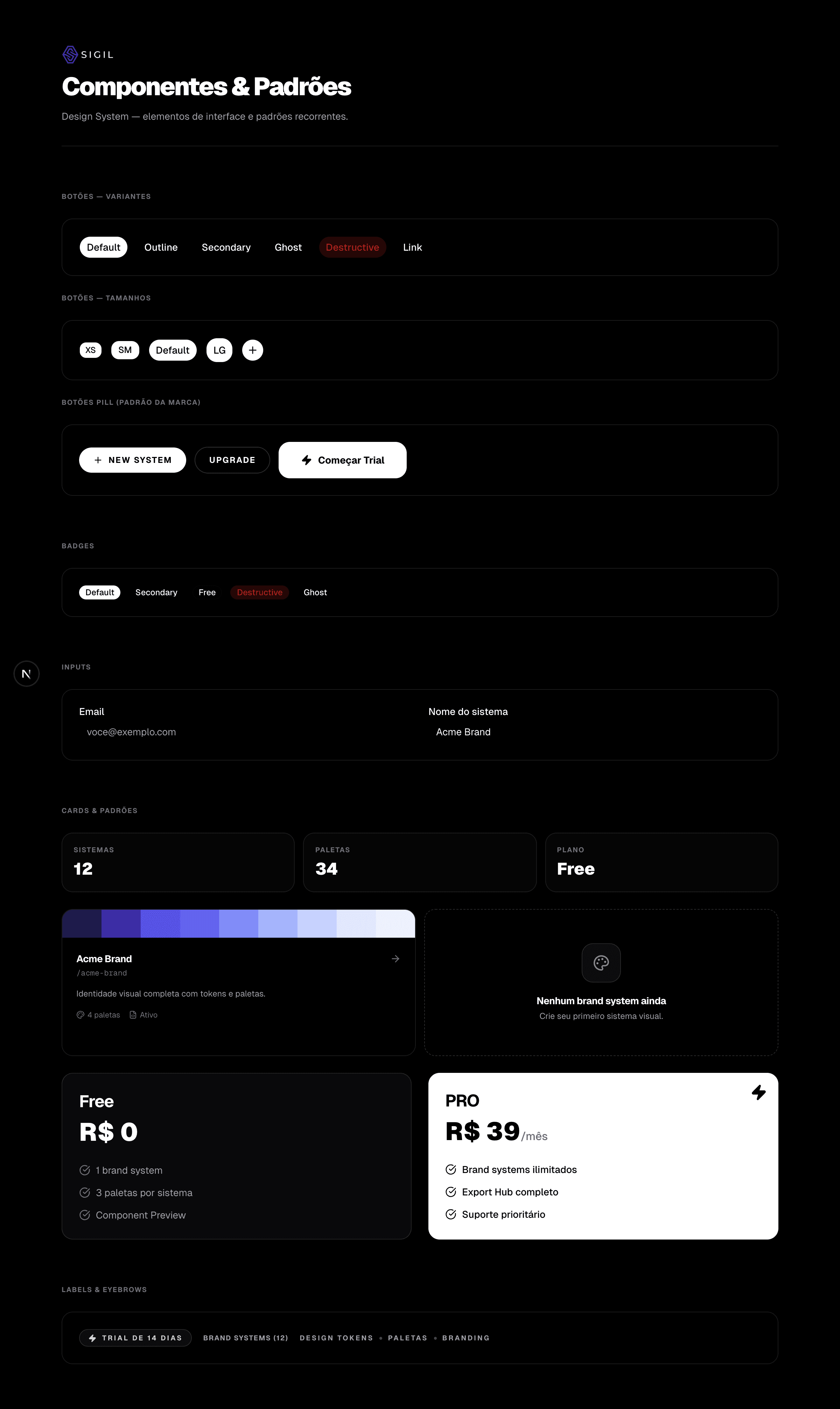 Components and interface patterns (dark theme).