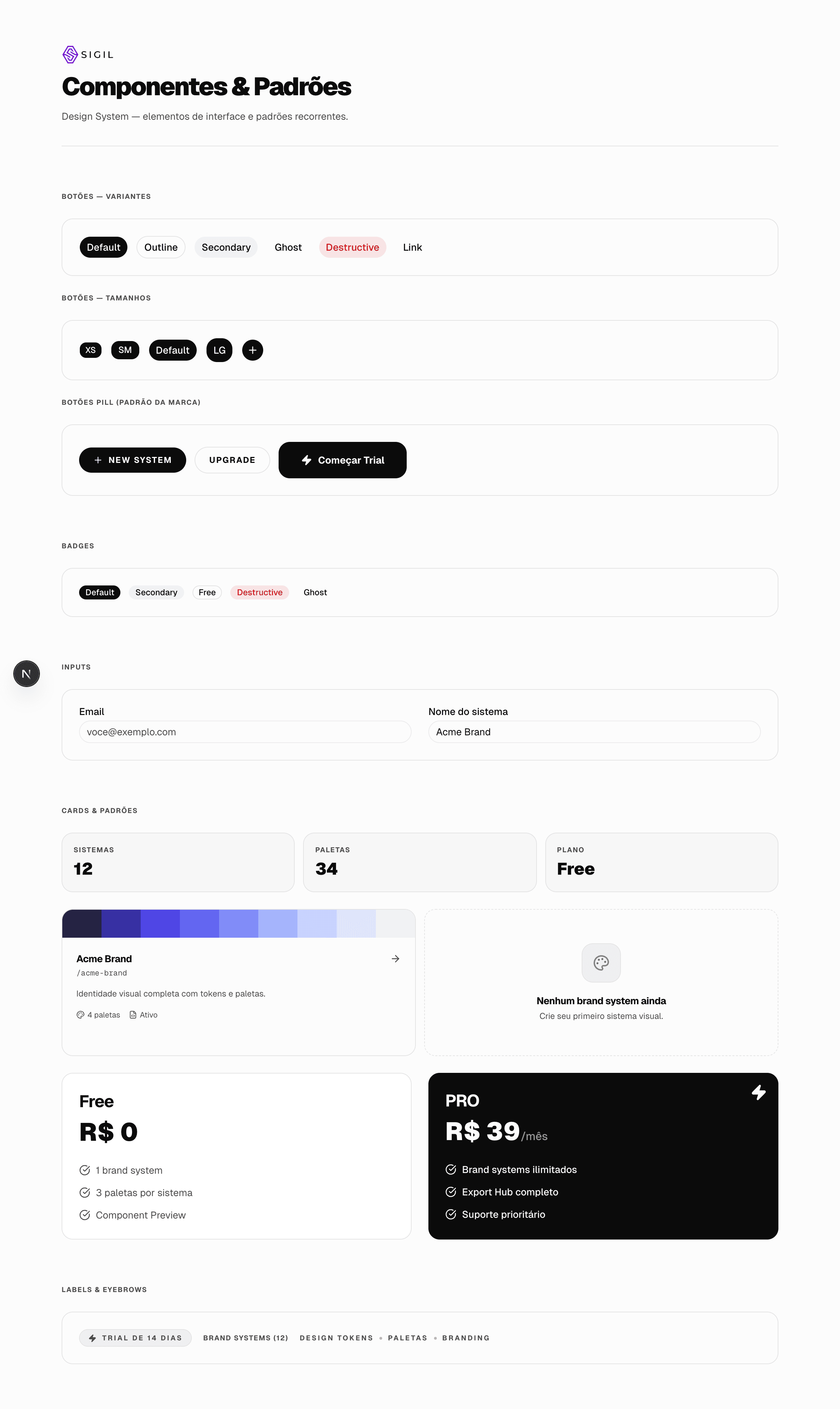 Components and interface patterns (light theme).